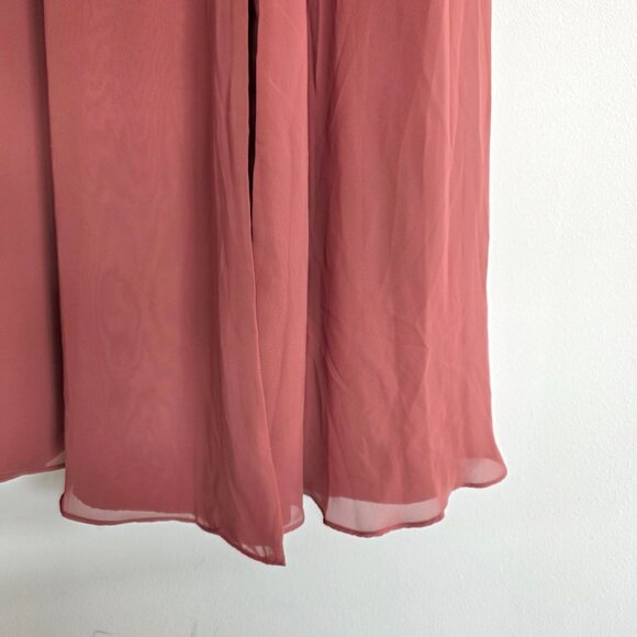 Azazie Sue Terracotta Chiffon Bridesmaid Dress Off Shoulder Flowy Sleeves - Picture 7 of 16